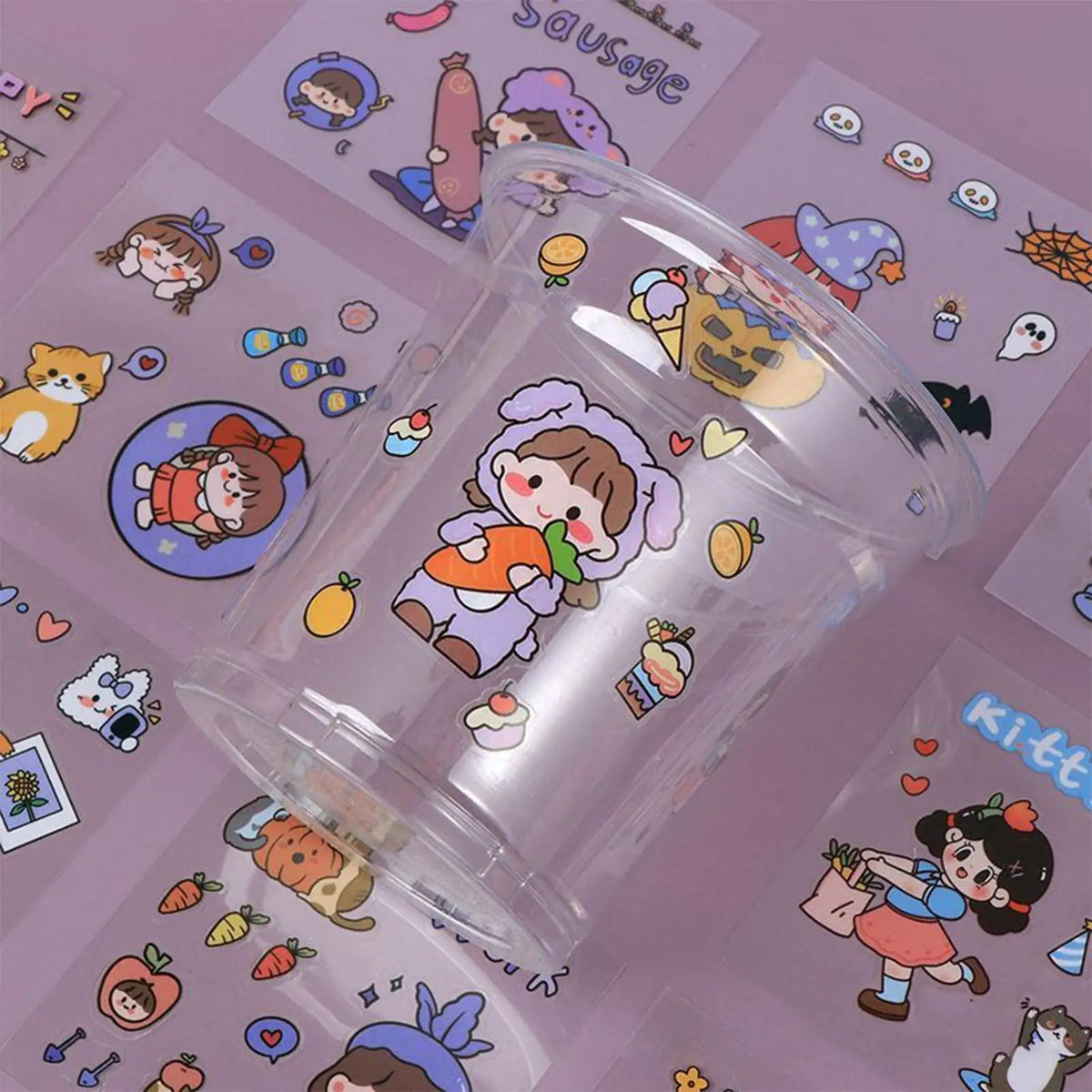 100 Pcs Cute Cartoon Girl Stickers – Waterproof DIY Decals Decorative Sticker Set Axl