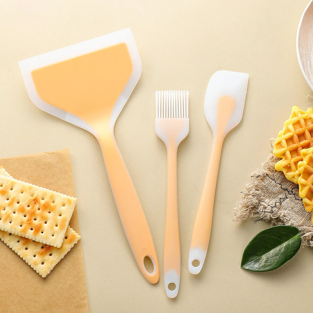 3-Piece Silicone Spatula Set – Wide Non-Stick Cooking Scrapers Silicone Spatula Set Axl
