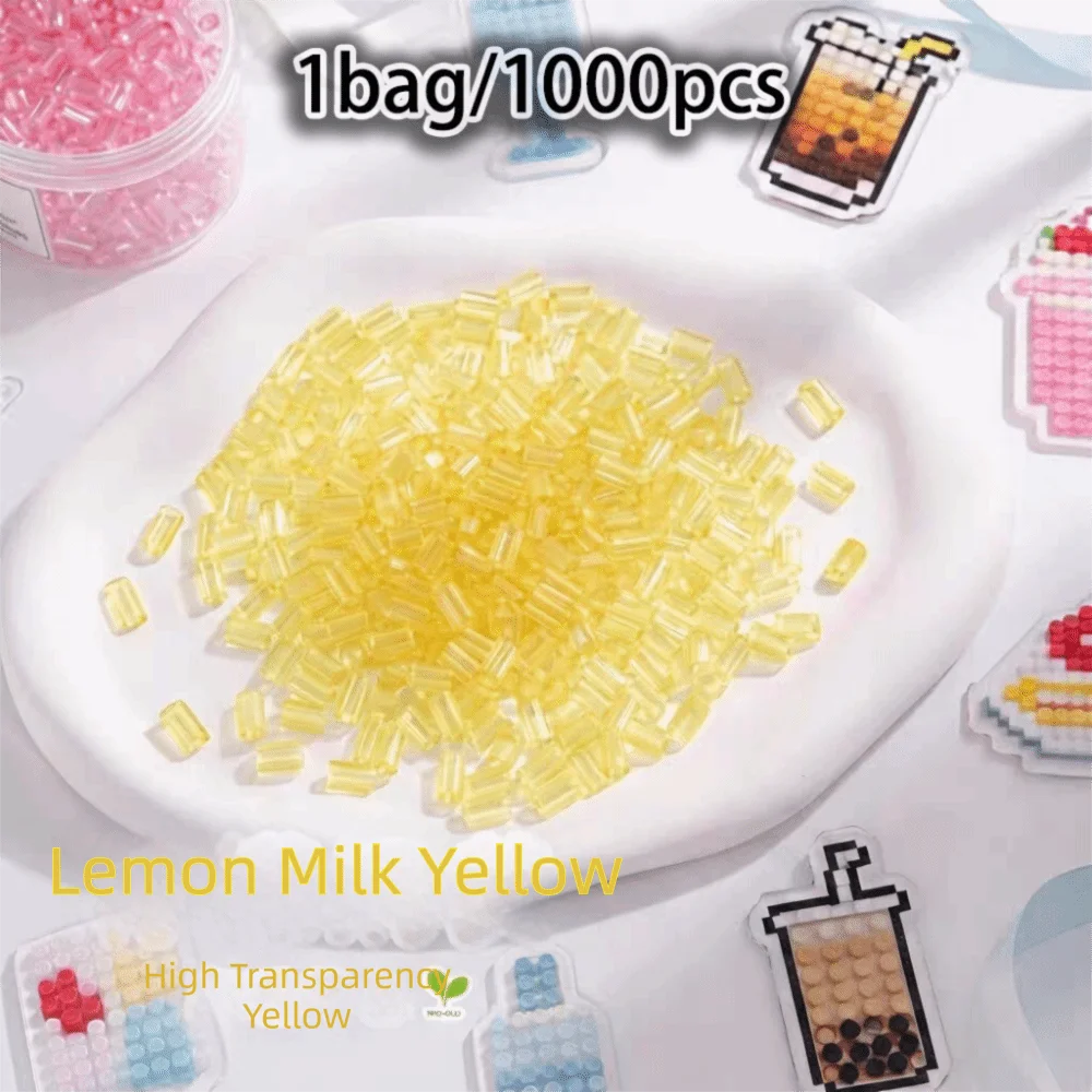2.6mm Transparent Perler Beads DIY Kit – 7 Colors ~1000pcs DIY Craft Beads Axl transparent yellow