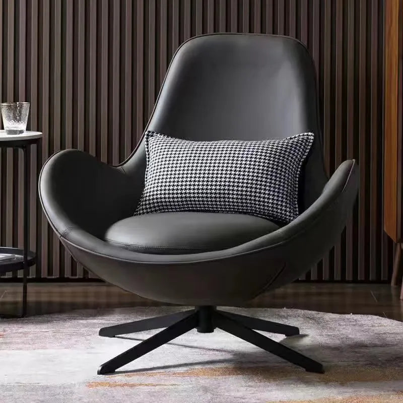 Nordic Luxury Faux Leather Armchair – Modern Living Room Chair Leisure Armchair Axl Dark Grey