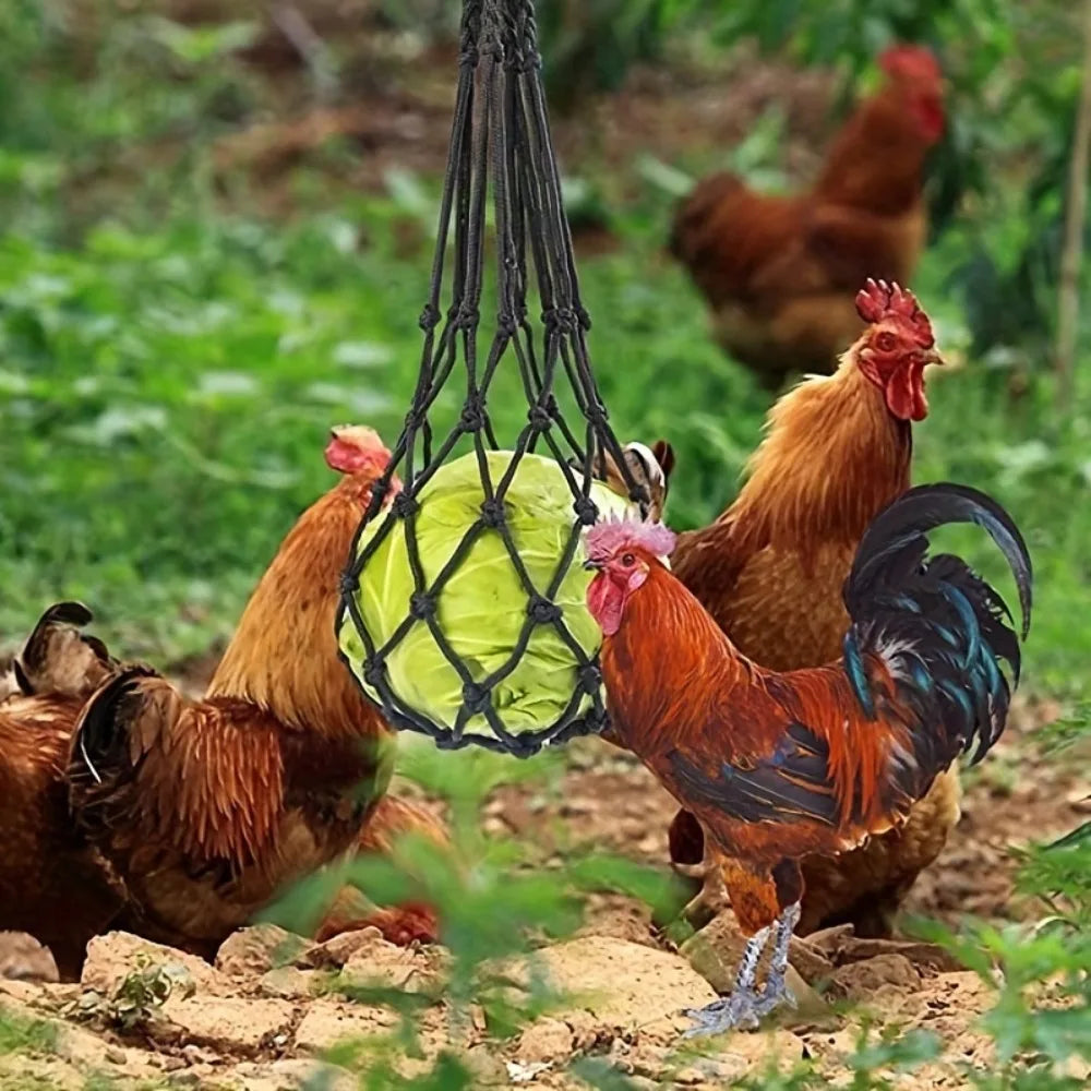 Hanging Poultry Feeder Net Bag – Reusable Mesh with Hook Poultry Feeder Bag Axl