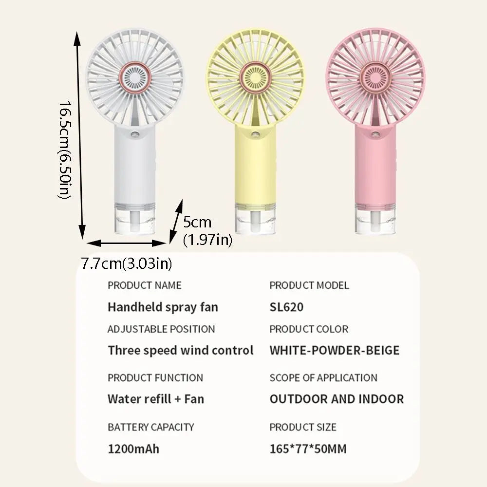 USB Rechargeable Handheld Mist Fan – 3-Speed Portable Spray Fan Handheld Mist Fan Axl