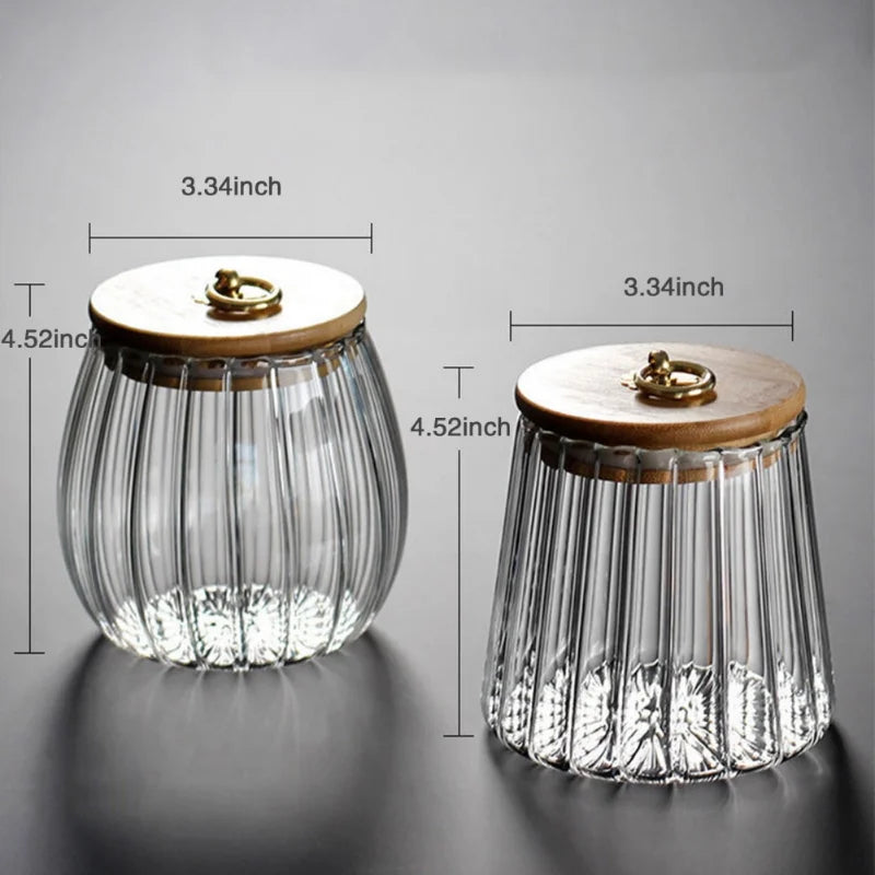 Glass Airtight Canister Jar with Wood Lid | Tea Coffee Grains Glass Storage Canister Axl