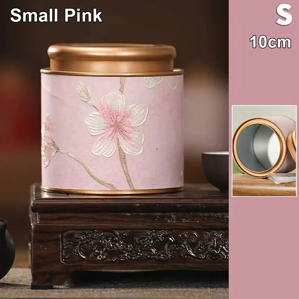 Tinplate Tea Storage Tin Can – Airtight Sealed Jar 10 & 19cm Tea Storage Tin Axl Small Pink