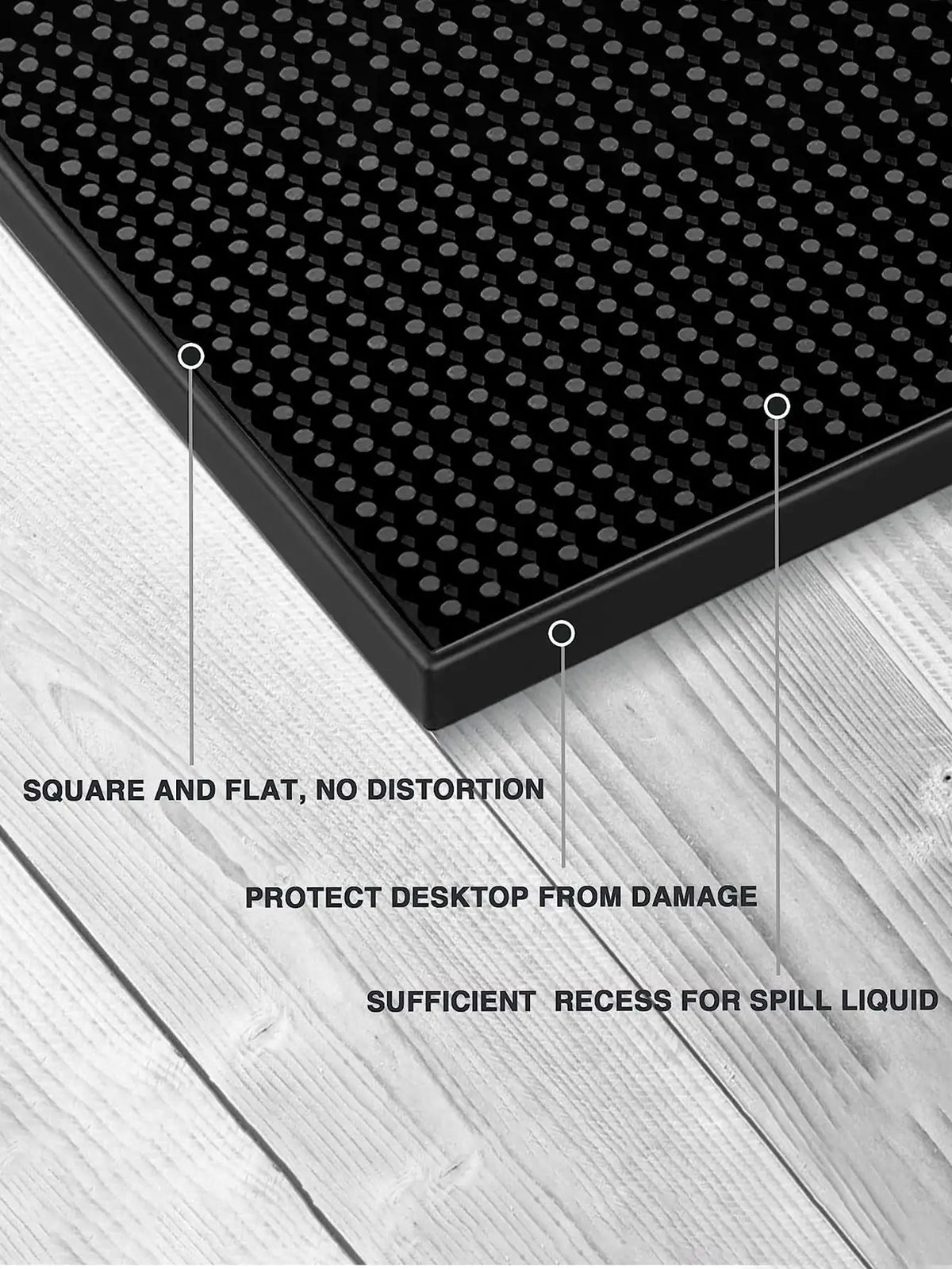 Leeseph Black Bar Spill Mat 17.7x11.8 in – Non-Slip PVC Bar Spill Mat Axl