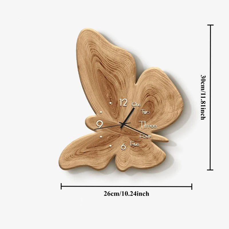 Nordic Minimalist Silent Wall Clock – Abstract Geometric Decor Silent Wall Clock Axl Wooden Butterfly B