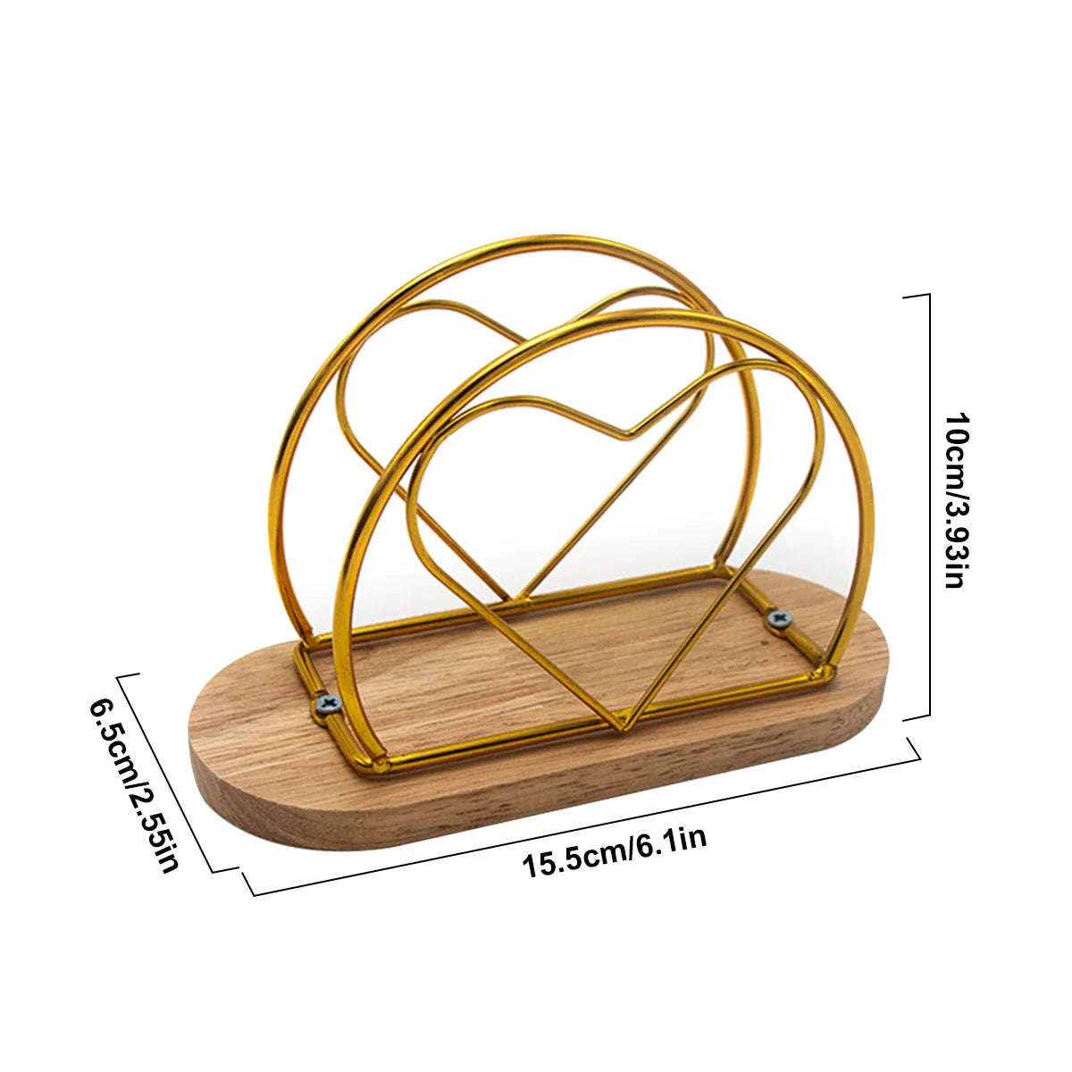 Modern Napkin Holder with Wooden Base | Gold, Black, White Napkin Holder Axl N