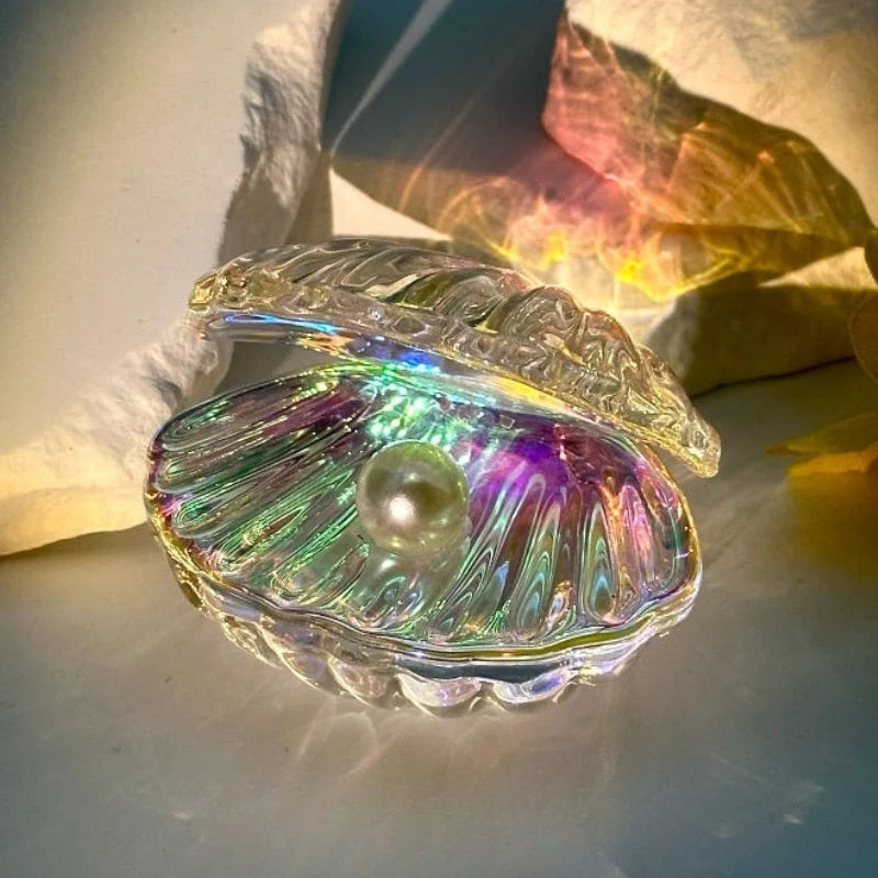 Shell Pearl Crystal Glass Figurine | Modern Art Tabletop Decor Glass Figurine Axl