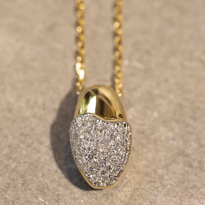 Huitan Two-Tone Egg Pendant Necklace – Cubic Zirconia Pendant Necklace Axl