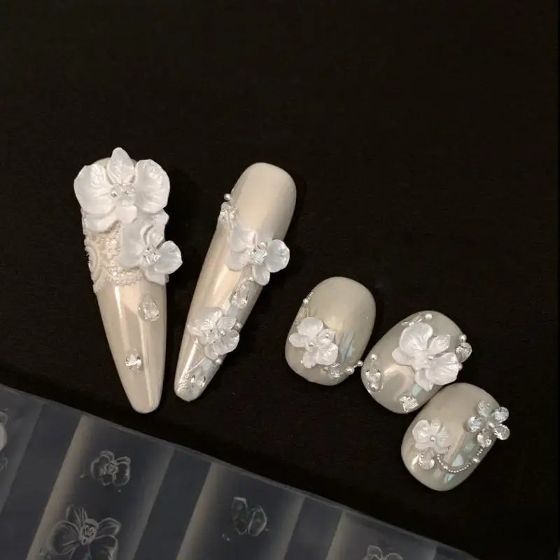 3D Orchid Silicone Nail Art Mold – DIY Floral Carving Template Nail Art Mold Axl