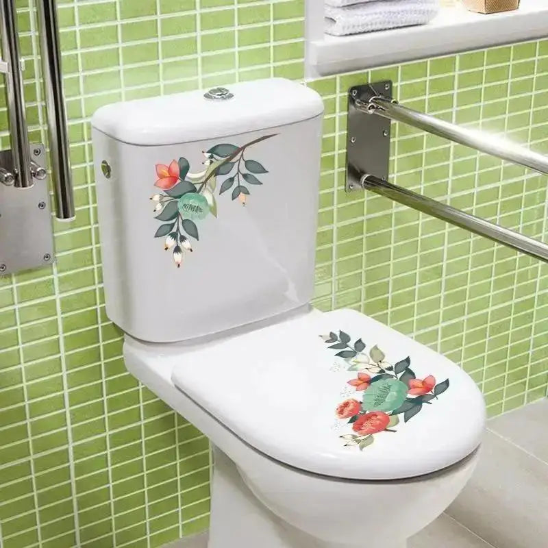 Flower Mural Bathroom Wall Sticker – Removable PVC Decal Bathroom Wall Sticker Axl
