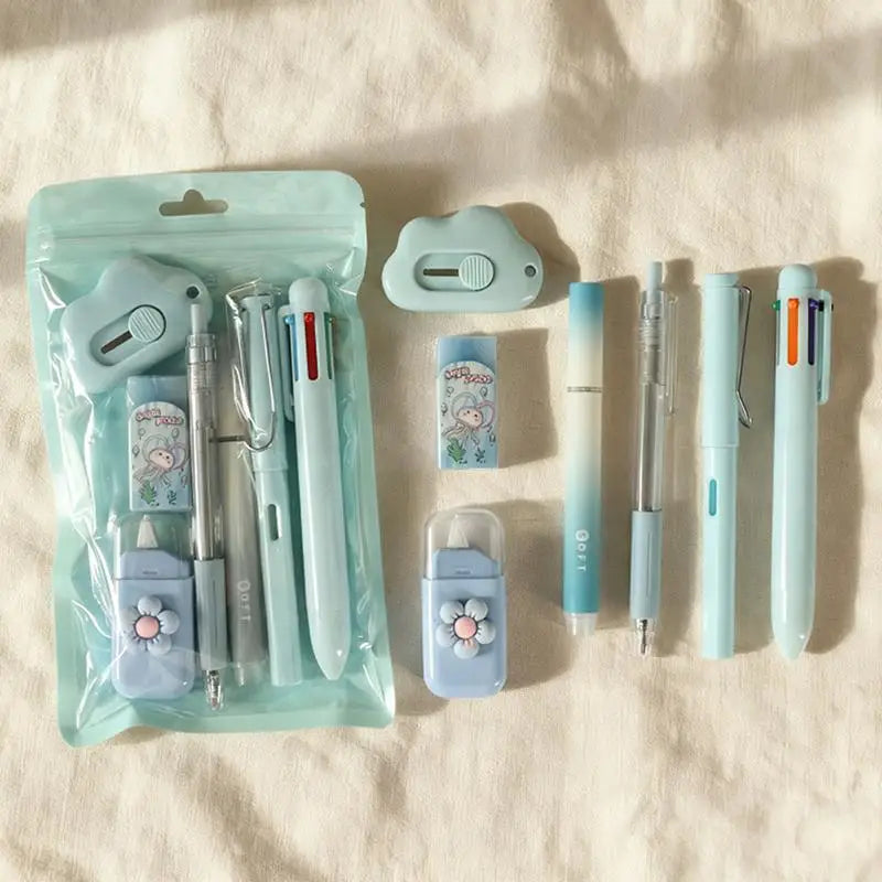 7-Piece Gel Pen Stationery Set – Student & Office Writing Kit Gel Pen Set Axl blue