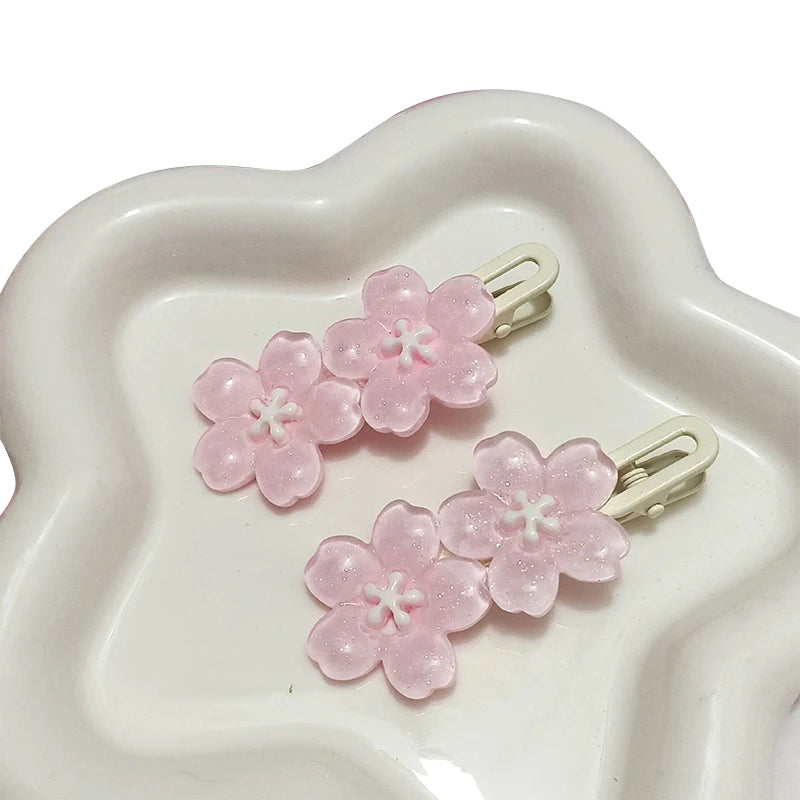 Anime Sakura Pink Flower Hair Clip – Cute Girl Barrette Flower Hair Clip Axl