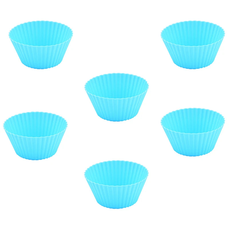 6-Piece Silicone Cupcake & Muffin Molds – Reusable Baking Set Silicone Baking Molds Axl Blue 6pcs