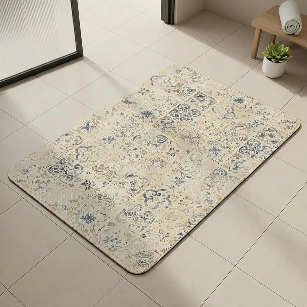 Moroccan Tile Diatomite Bath Mat – Quick Dry & Non-Slip Diatomite Bath Mat Axl White2 30x45cm