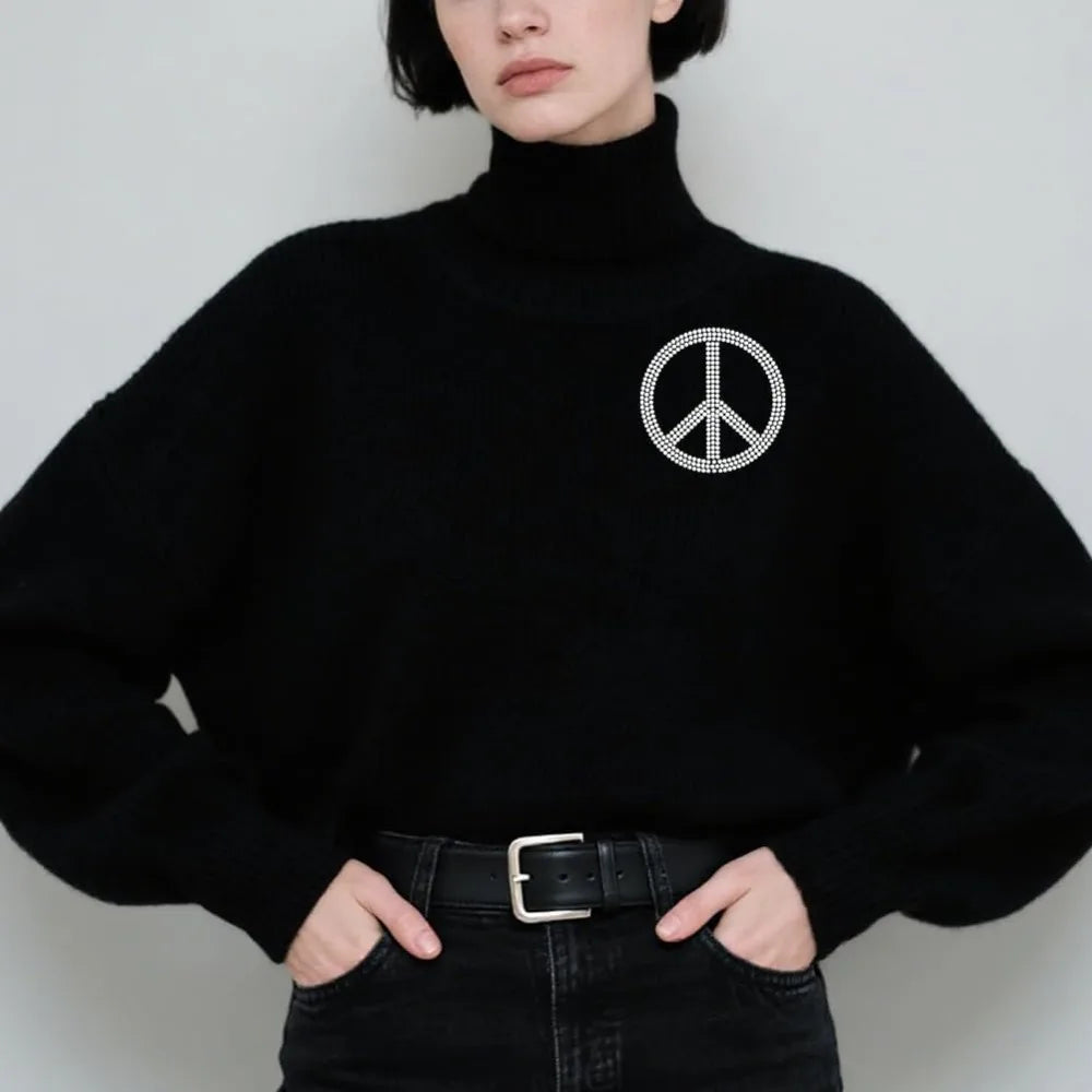 Glass Rhinestone Iron-On Applique Patch – Peace & Floral Iron-On Applique Patch Axl