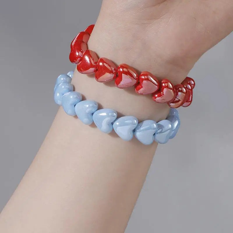 Colorful Heart Beaded Stretch Bracelet – Women's Fashion Jewelry Beaded Bracelet Axl
