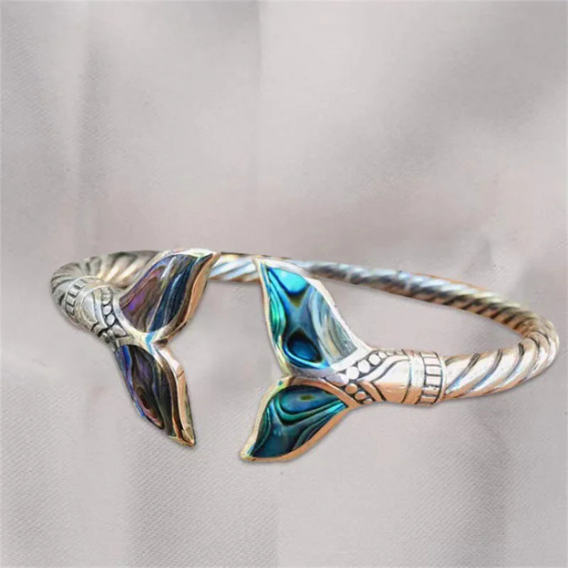 Mermaid Tail Bangle Bracelet – Adjustable Zinc Alloy Cuff Bangle Bracelet Axl OneSize