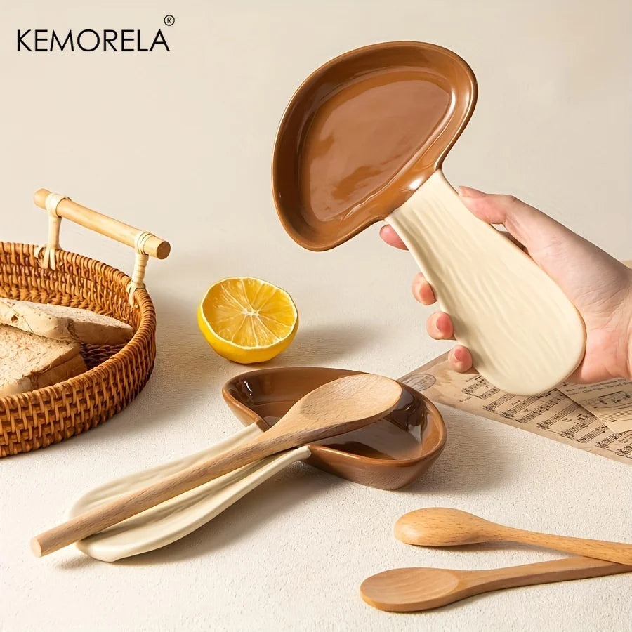 KEMORELA Ceramic Mushroom Spoon Rest – Kitchen Gift Ceramic Spoon Rest Axl