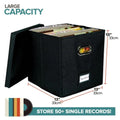Foldable Vinyl Record Storage Box – Holds 50 LP Albums Vinyl Record Organizer Axl Black