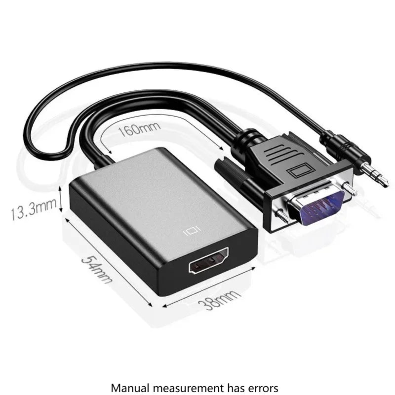 VGA to HDMI Adapter Cable – 1080P with Audio | PC & Laptop HDMI Adapter Cable Axl
