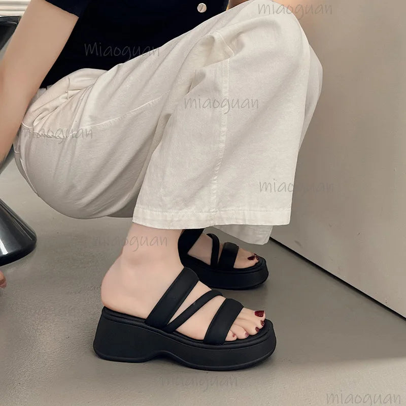 Women's Wedge Slide Sandals – Thick Sole Summer Slippers Wedge Slide Sandals Axl