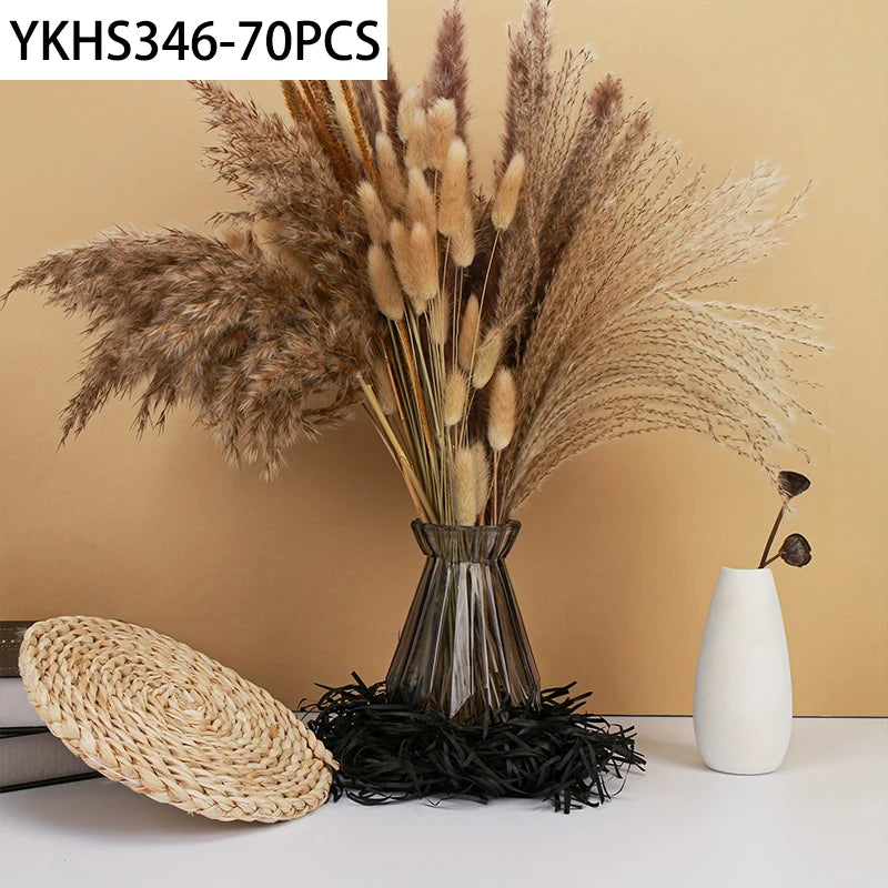 Natural Dried Pampas Grass & Bunny Tails Boho Bouquet Dried Flower Bouquet Axl 70PCS