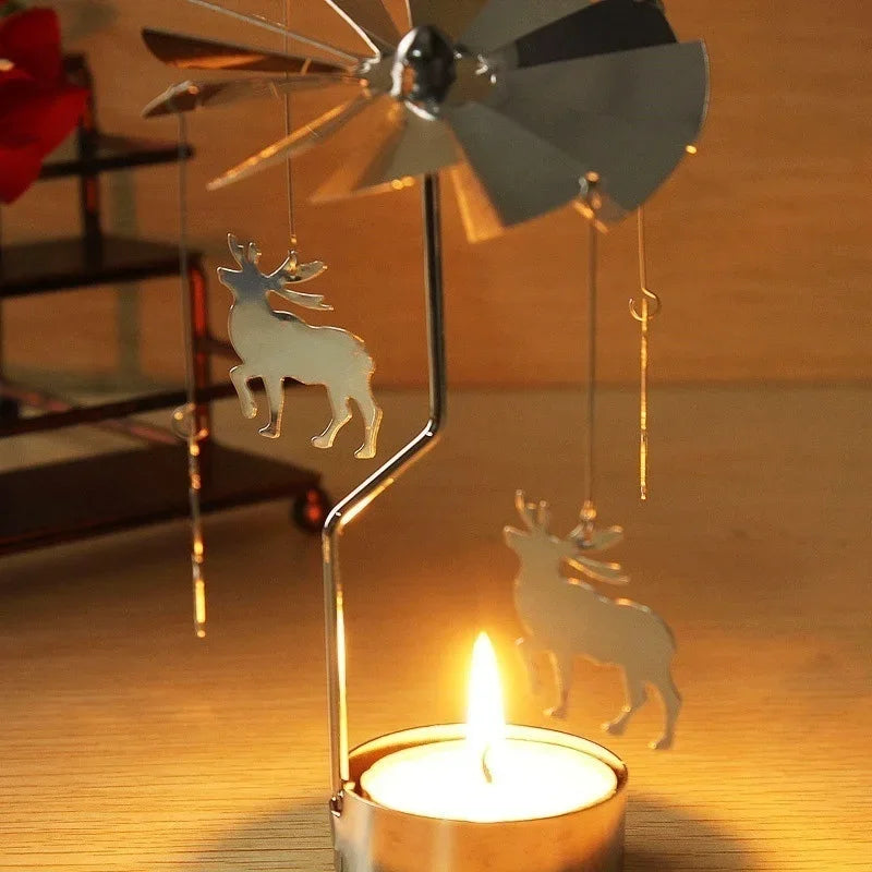 Spinning Metal Carousel Tea Light Candle Holder | Xmas Decor Candle Holder Axl
