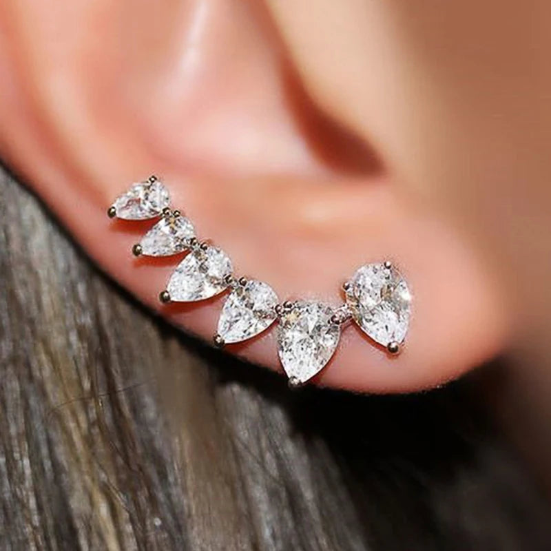 Huitan Crystal Pear CZ Drop Earrings – Silver-Tone Women Drop Earrings Axl E2063