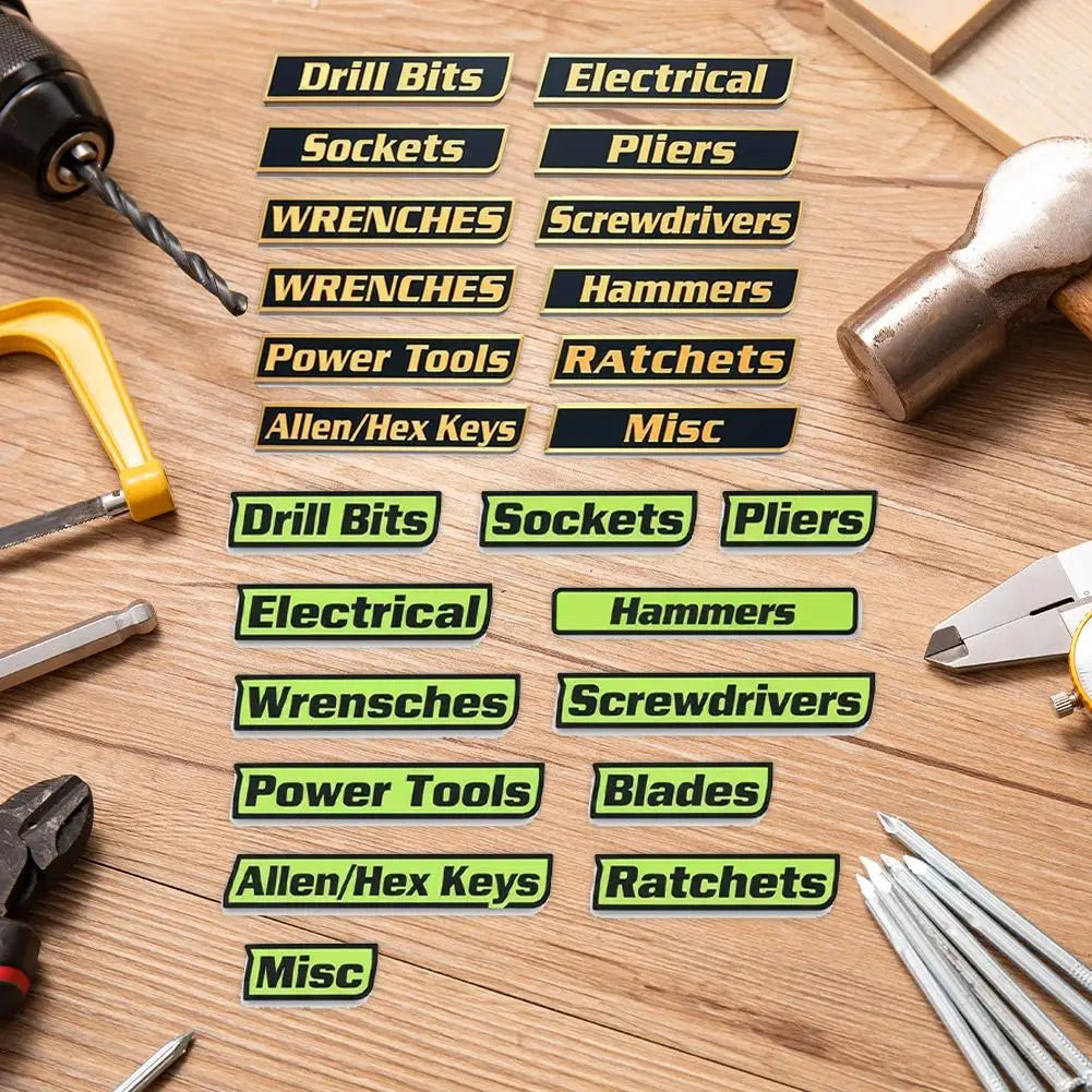 12-Piece Magnetic Toolbox Drawer Labels | 3D Bold Organizer Tool Organizer Labels Axl