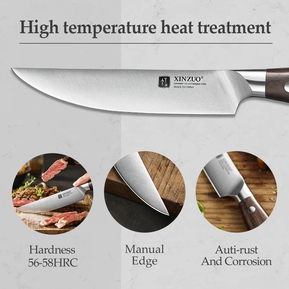 XINZUO 4-Pc Steak Knife Set | German Steel & Sandalwood Handles Steak Knife Set Axl