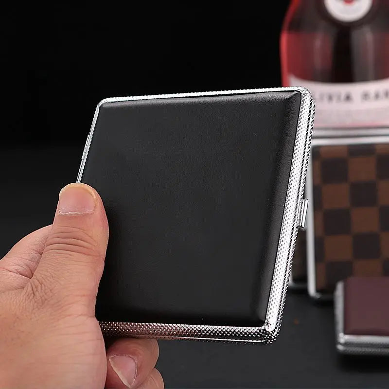 20-Stick Double Layer Metal Cigarette Case – Black Cigarette Case Axl