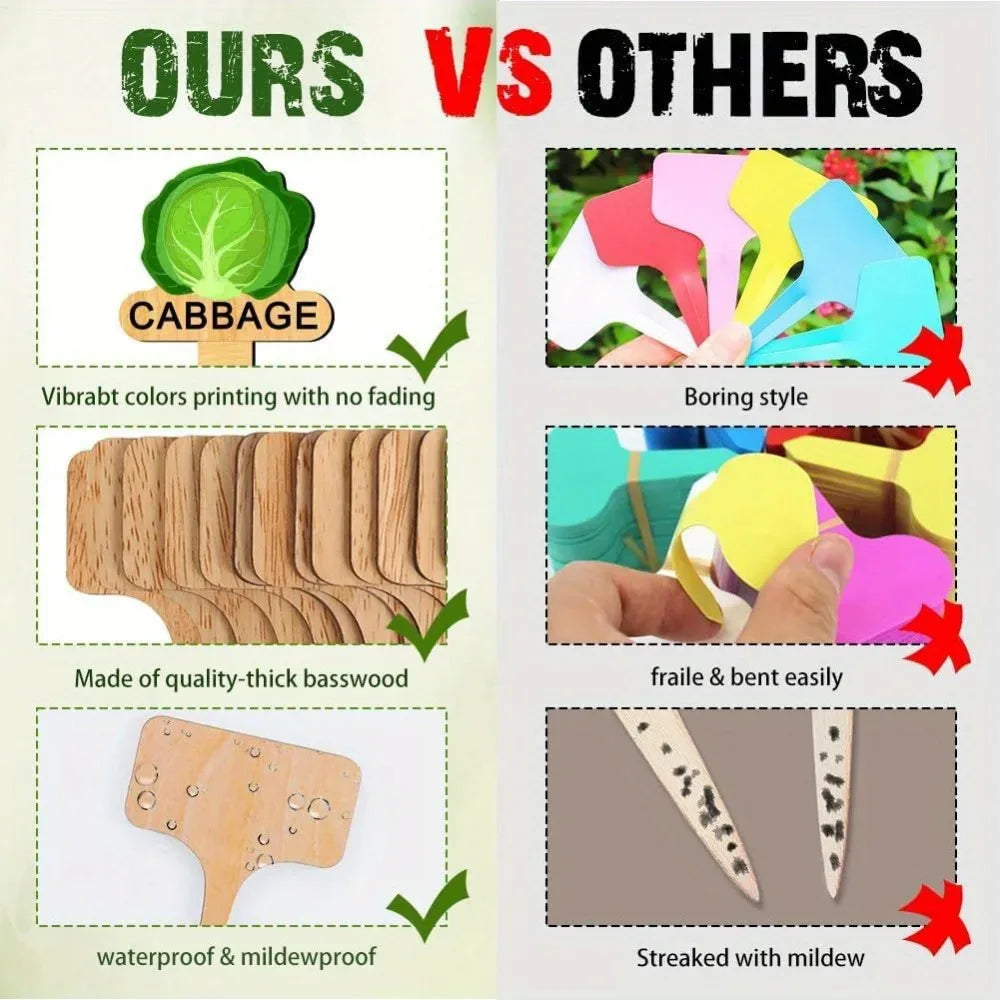 Wooden Vegetable Garden Signs – T-Shape Plant Labels Set Garden Plant Labels Axl