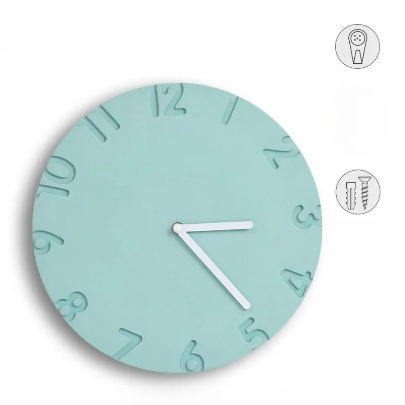 Modern Silent Wall Clock – Minimalist Concrete Luxury Decor Decorative Wall Clock Axl Green 30X30X1CM