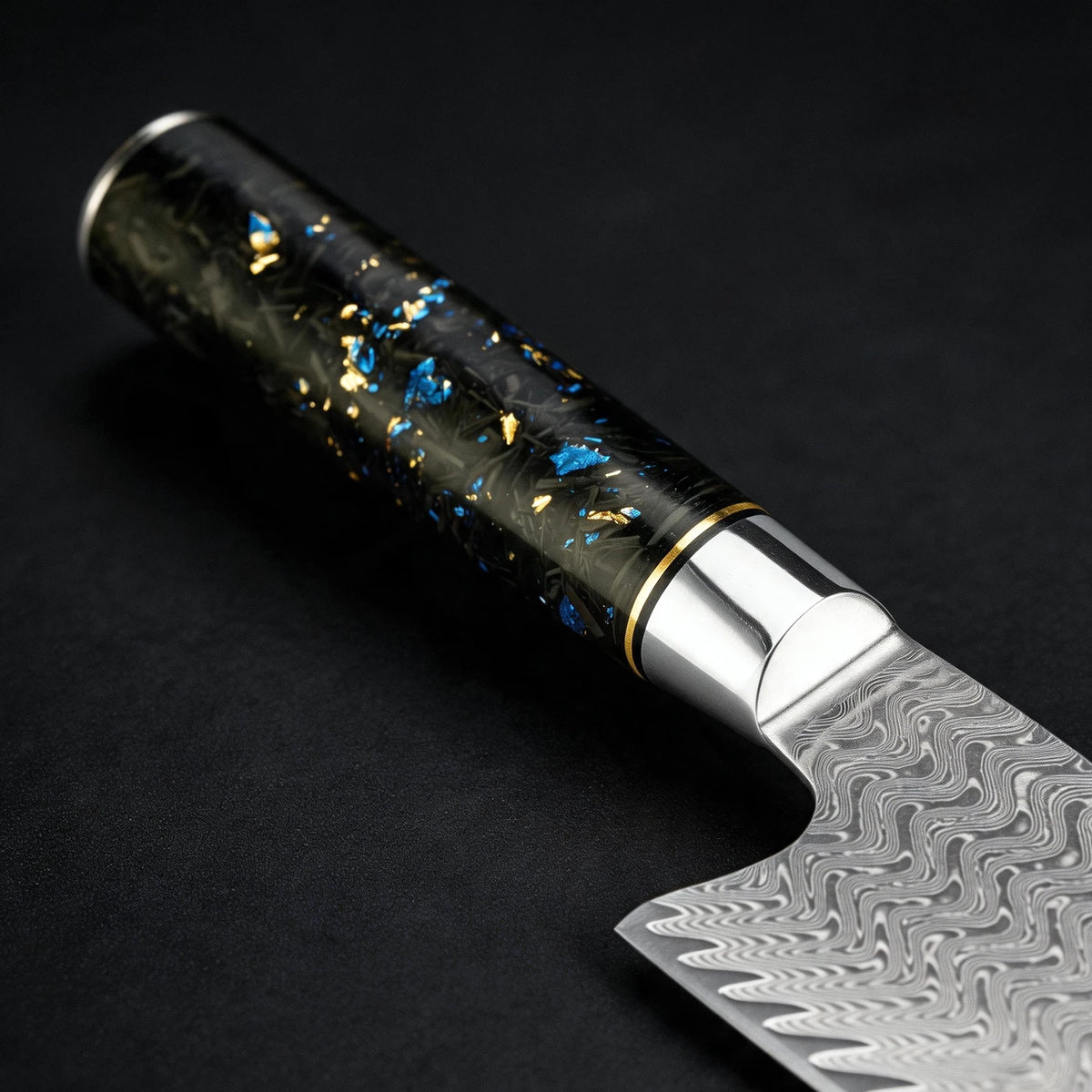 XITUO 7" Damascus Santoku Knife – Carbon Fiber Handle Santoku Kitchen Knife Axl