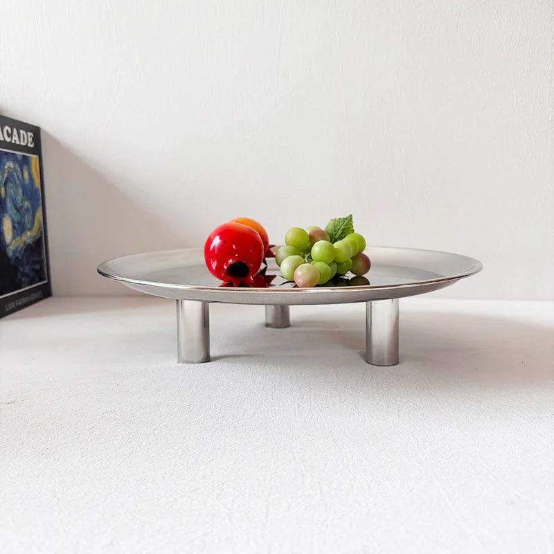Stainless Steel Round Storage Tray | Modern Minimalist Organizer Storage Tray Axl