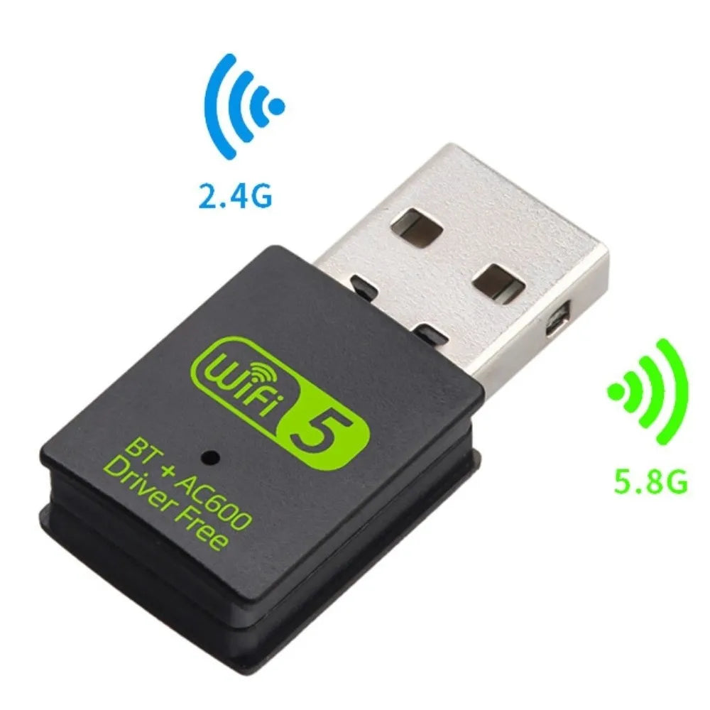 600Mbps Dual Band WiFi & Bluetooth 5.0 USB Adapter – No Driver USB WiFi Adapter Axl