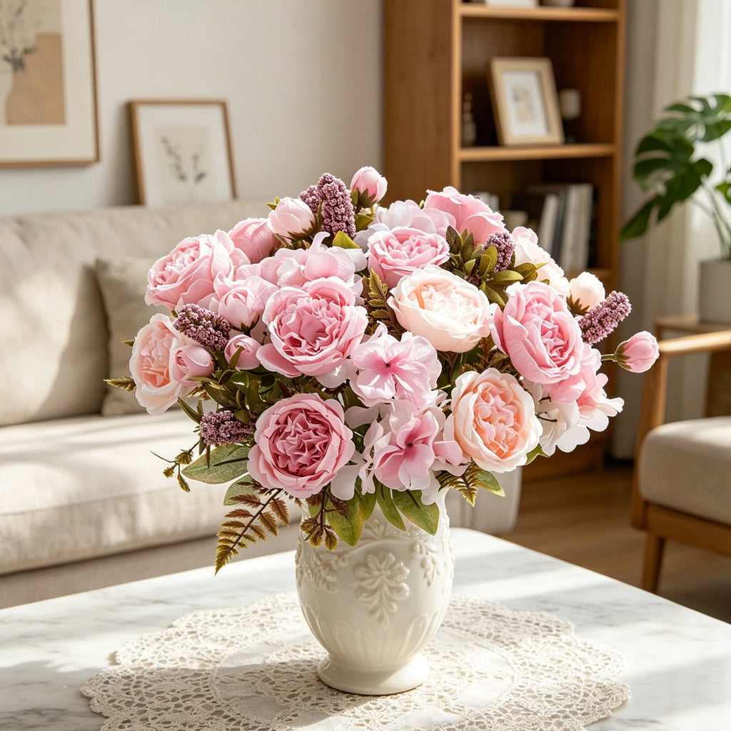 Silk Hydrangea Peony Artificial Flower Bouquet | Wedding & Home Artificial Flower Bouquet Axl