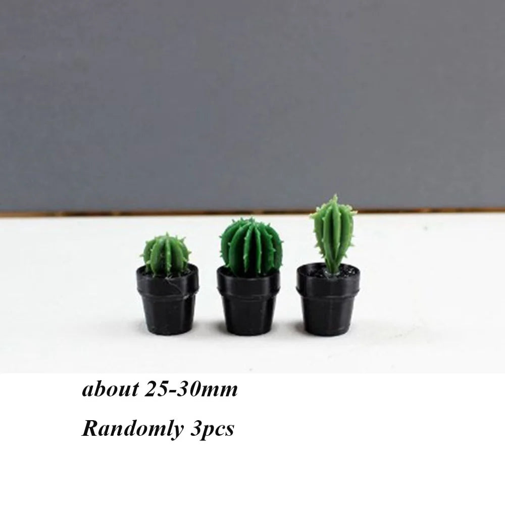 3-Pack 1:12 Dollhouse Miniature Potted Plants & Bonsai Decor Dollhouse Accessories Axl 3