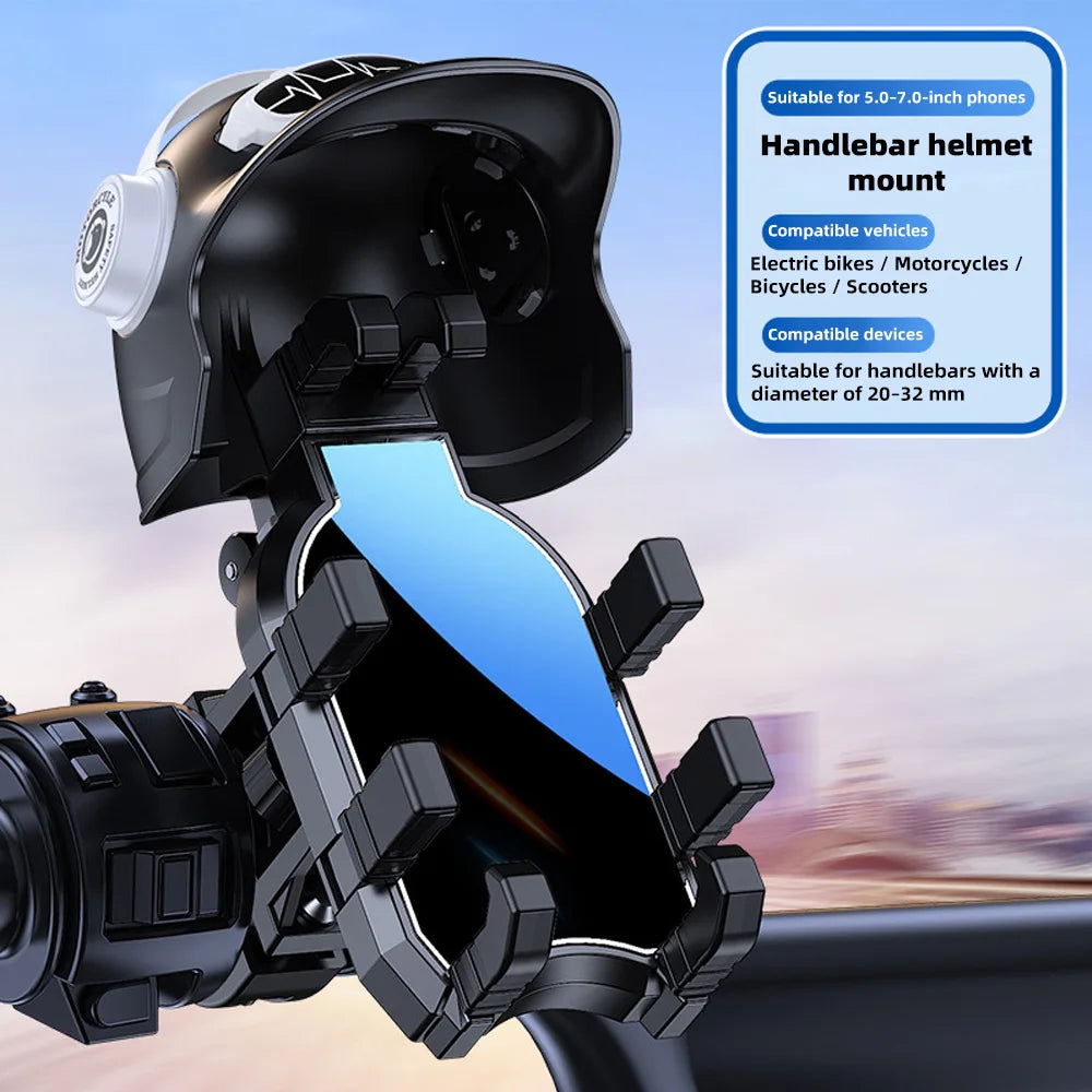 Universal Bike Phone Mount – Auto-Lock, Anti-Shake & Rain Cover Motorcycle Phone Mount Axl WHITE