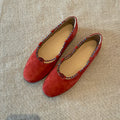 Vintage Ethnic String Bead Mary Jane Flats | Women's Slip-On Women's Flat Shoes Axl Red 35