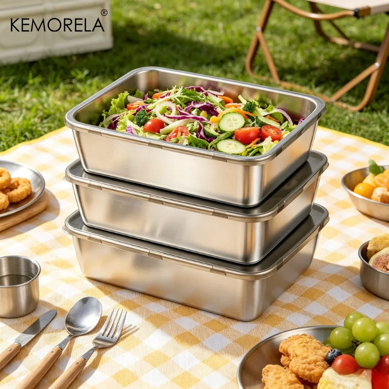 3-Piece Stainless Steel Food Storage Containers – Leak-Proof Food Storage Containers Axl