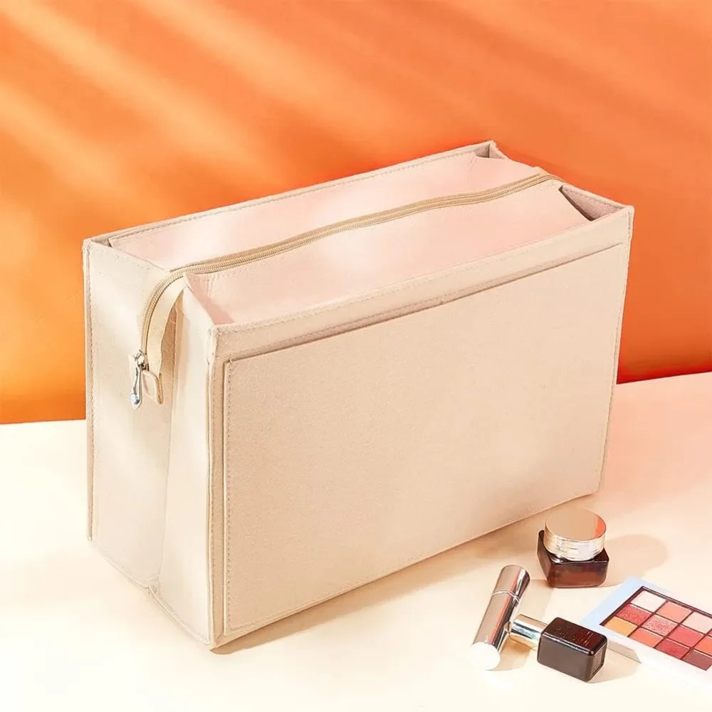 Felt Zipper Handbag Organizer Insert – Multi-Pocket Tote Liner Handbag Organizer Insert Axl