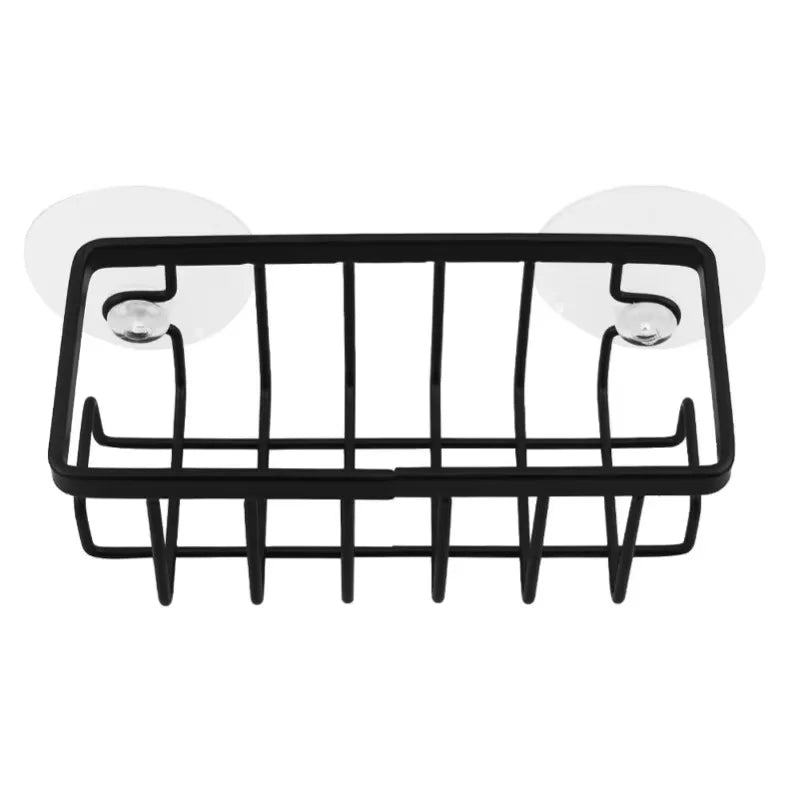Black Kitchen Sponge Holder with Hooks & Suction Cup Caddy Sink Caddy Organizer Axl
