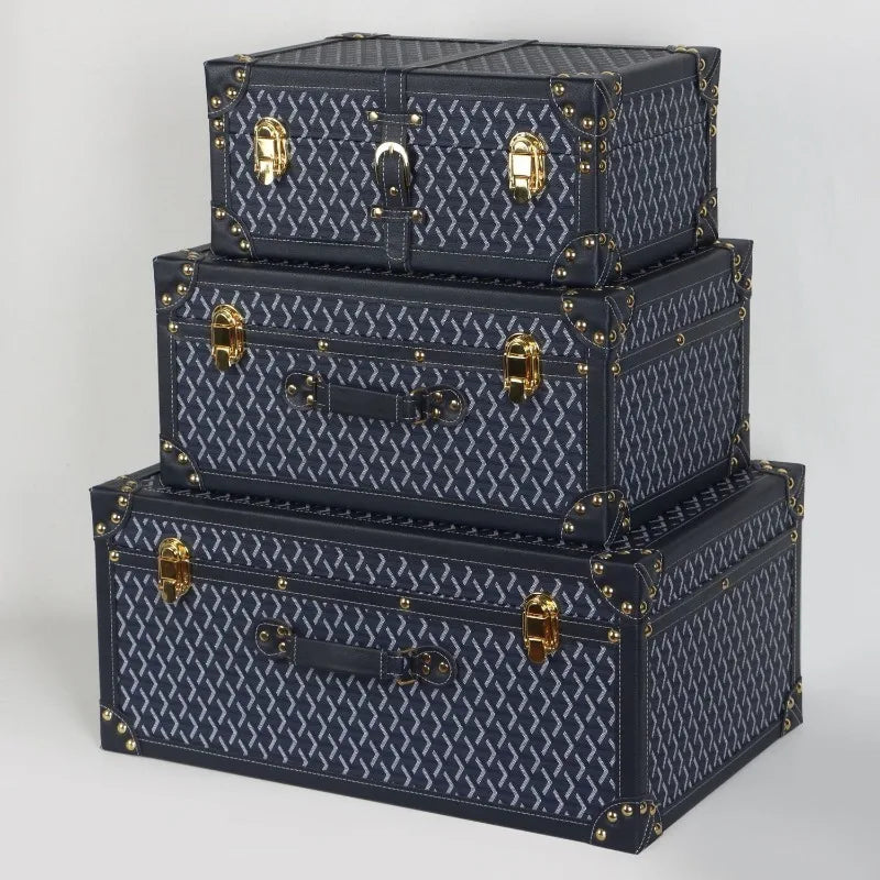 Retro Leather Storage Box Set – S/M/L Lidded Home Organizer Decorative Storage Box Axl