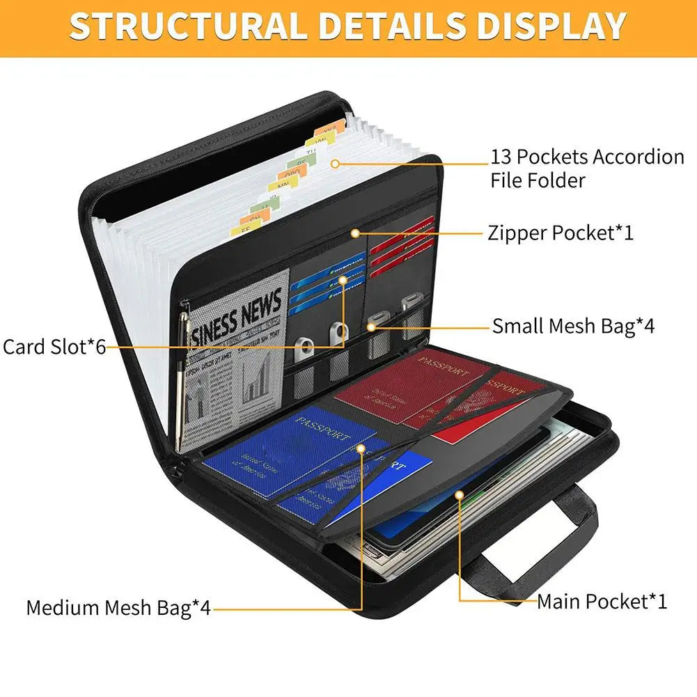A4 Fireproof Waterproof Accordion File Organizer – 26 Pockets Accordion File Organizer Axl