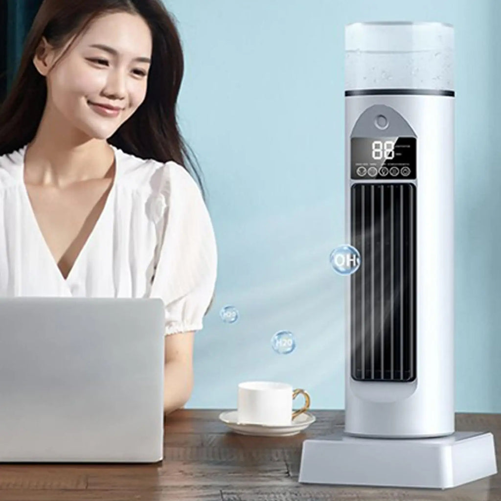 Portable Bladeless Fan with Humidifier | Quiet USB Space Cooler Bladeless Humidifier Fan Axl