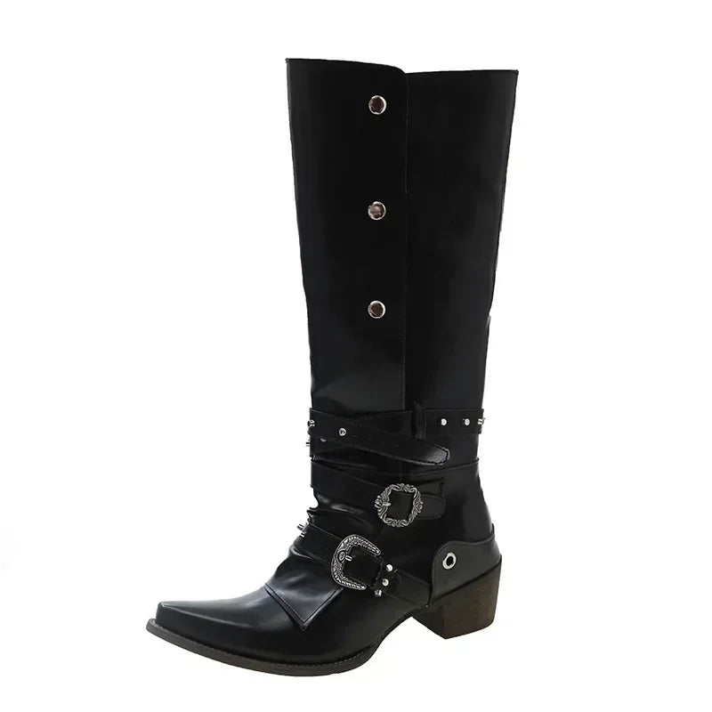 Women's Pointed Toe Mid-Calf Block Heel Boots | Sizes 5–14 Mid-Calf Boots Axl 42 black