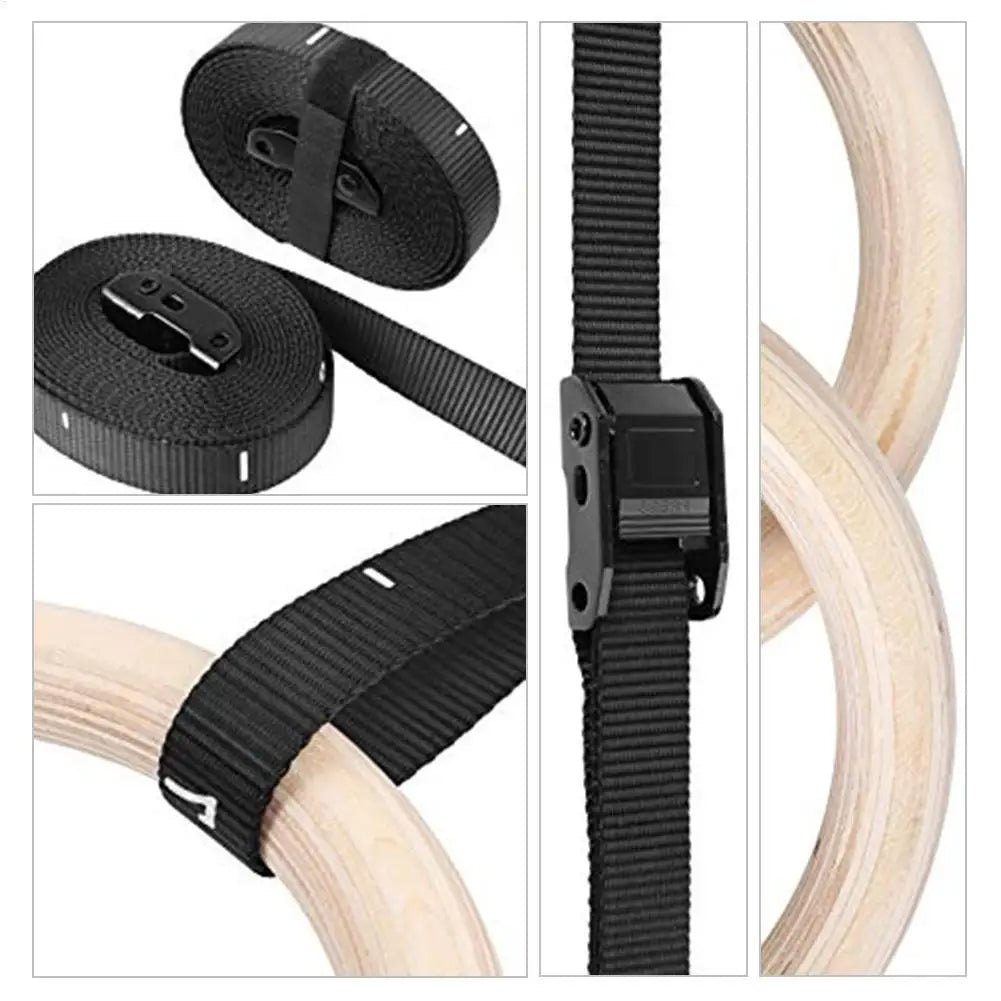 Birch Wood Pull Up Gymnastics Rings – Non-Slip Grip Training Gymnastics Training Rings Axl