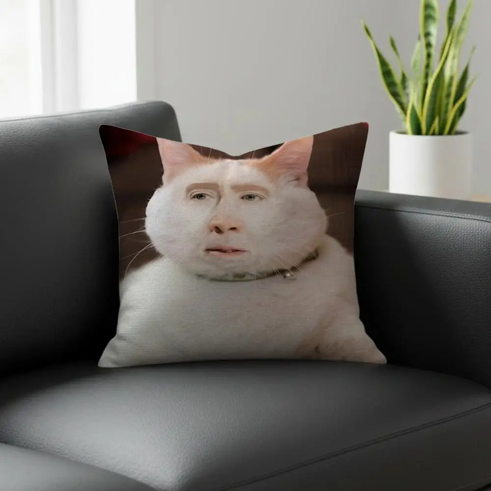 Nicolas Cage Linen Cushion Cover | Novelty Pillow Case Decor Novelty Cushion Cover Axl White6 60X60cm